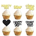 18pcs Black Gold Glitter Dessert Cupcake Pick for Straight Outta 1930 Cheer to 96 Years Old Theme Decor Supplies Happy 96th Birthday Party Decoration