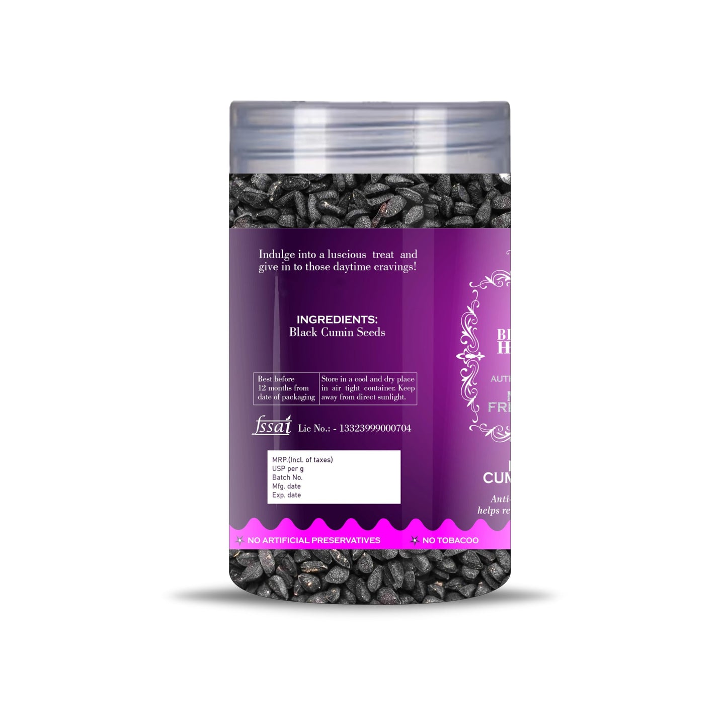 Blessfull Healing Black Cumin Seeds 5 Oz(Ounce) Airtight Container With Spoon