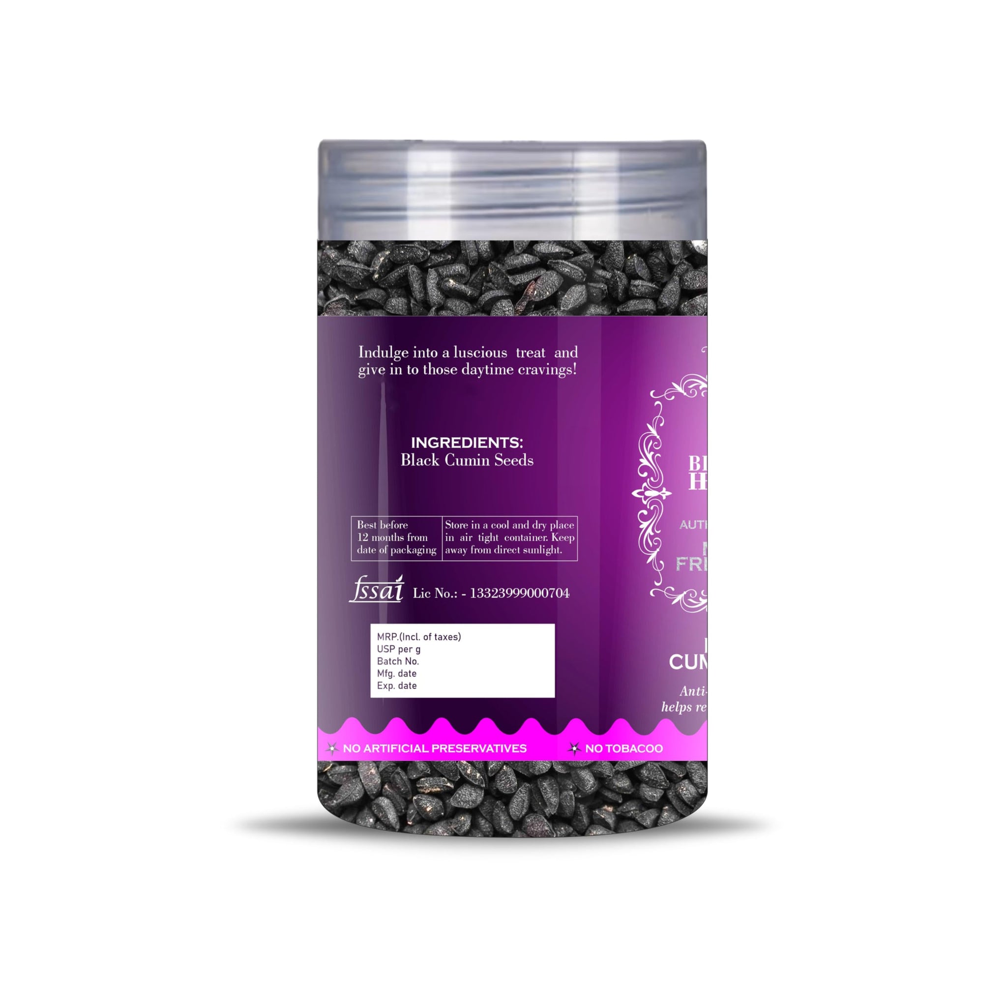 Blessfull Healing Black Cumin Seeds 5 Oz(Ounce) Airtight Container With Spoon