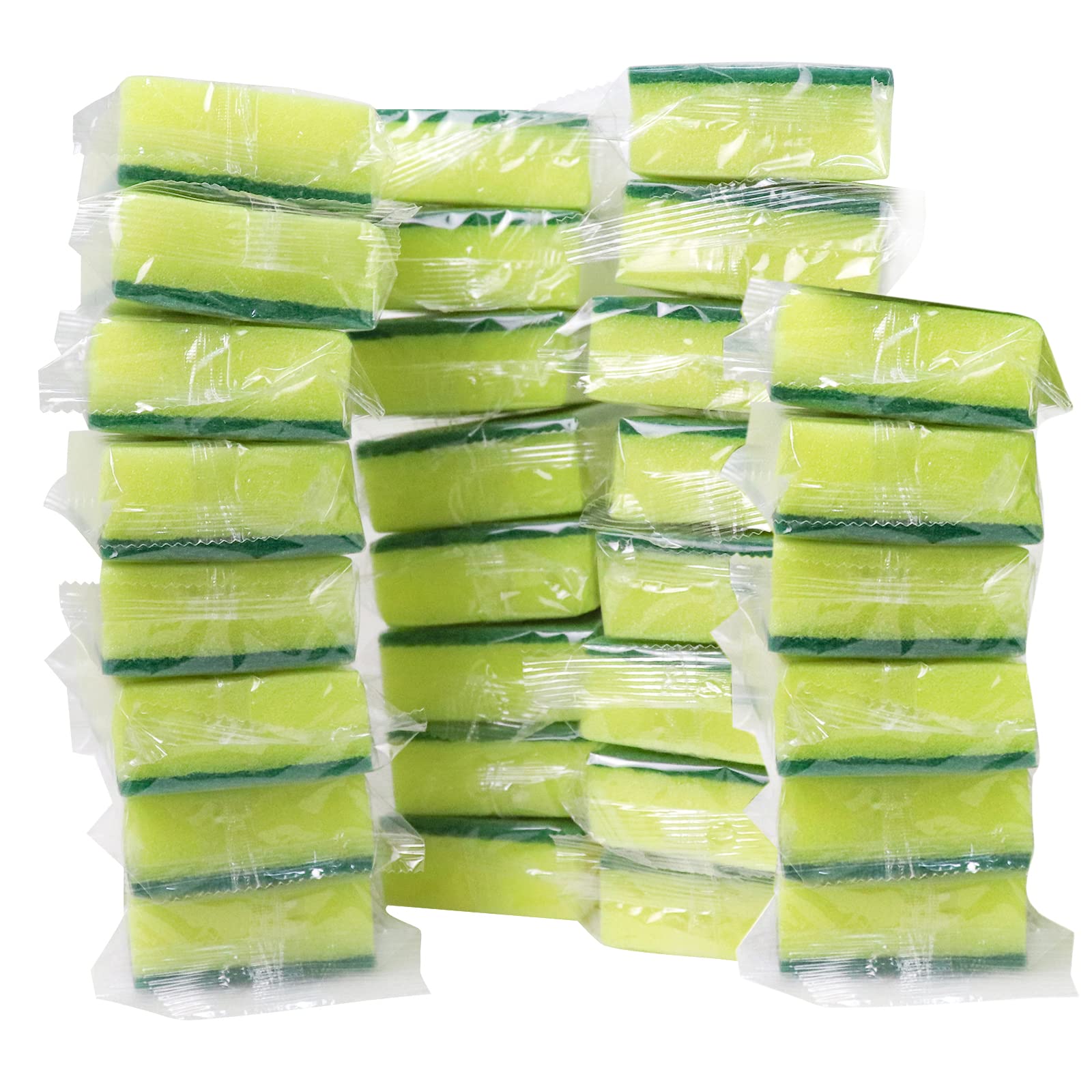 Sadocom 30 Pack Sponge Individually Wrapped, Non Scratch Scrouing Sponges for Household Cleaning, Dishes, Kitchen, Apartment, Car, Bike