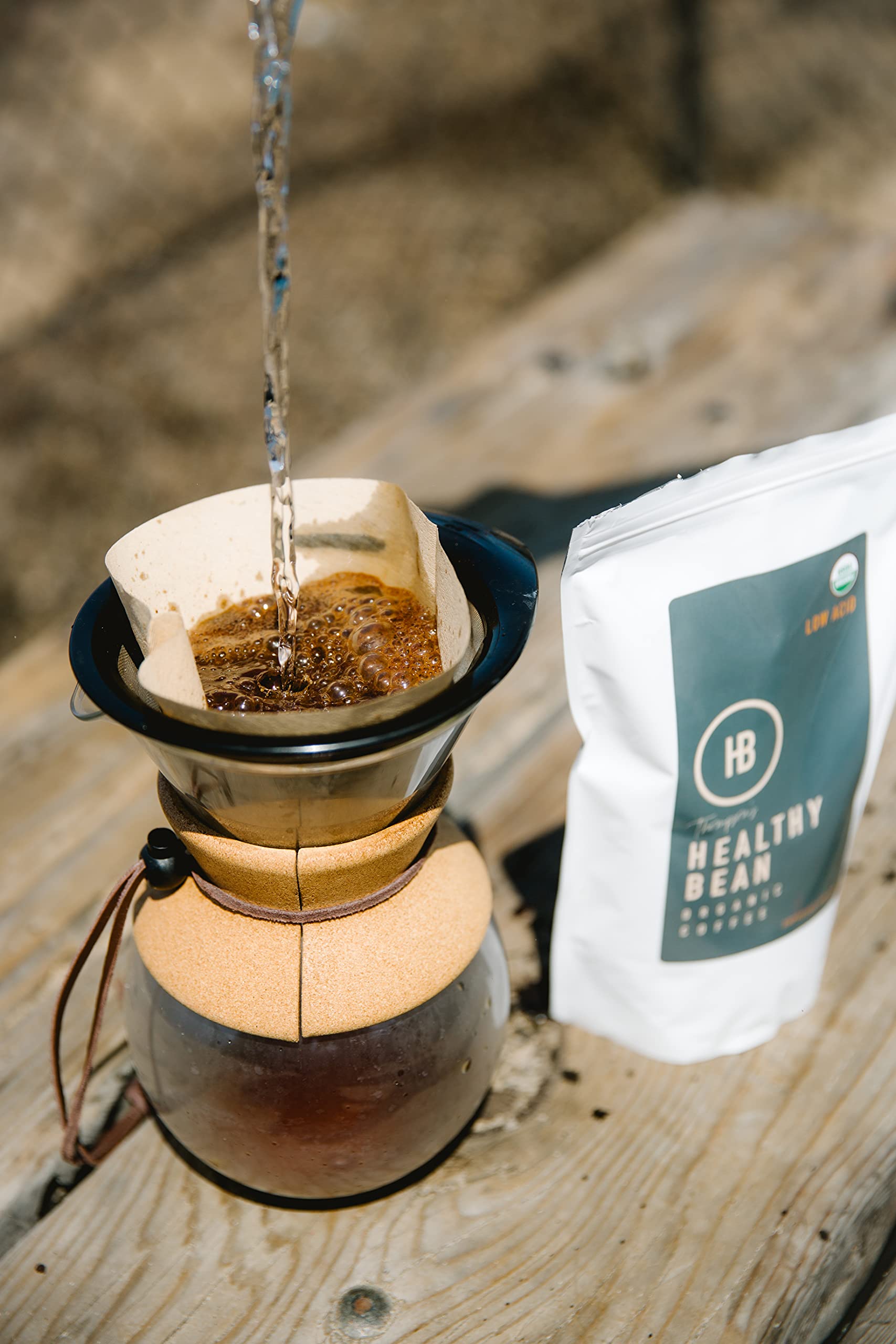 Healthy Bean Espresso Organic Coffee Beans Whole - Low Acid Coffee for Sensitive Stomach, Strong and Rich Flavor - USDA Organic, Dark Roast Whole