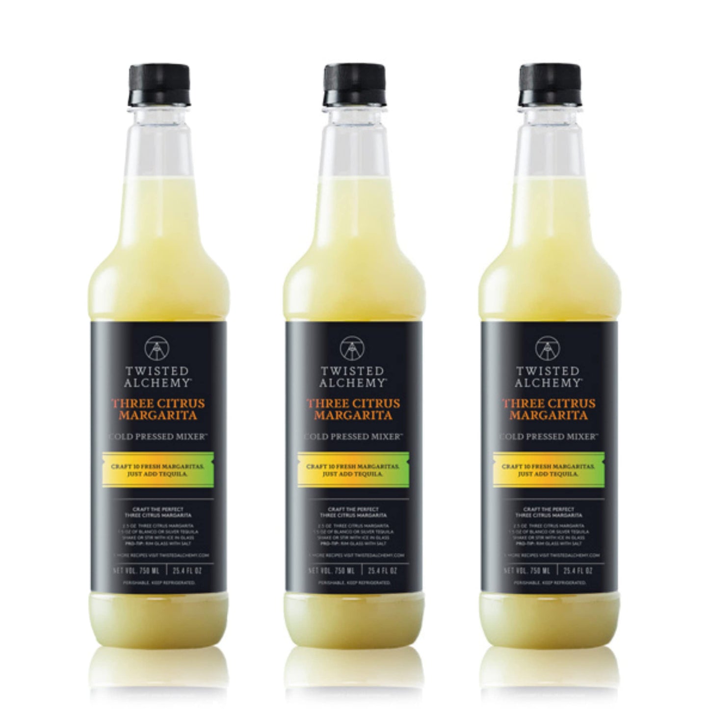 Twisted Alchemy Three Citrus Margarita Mix - Premium Margarita Mixer With Cold Pressed Juice For Craft Cocktails, 50% Juice - (25 Oz Bottle, Pack