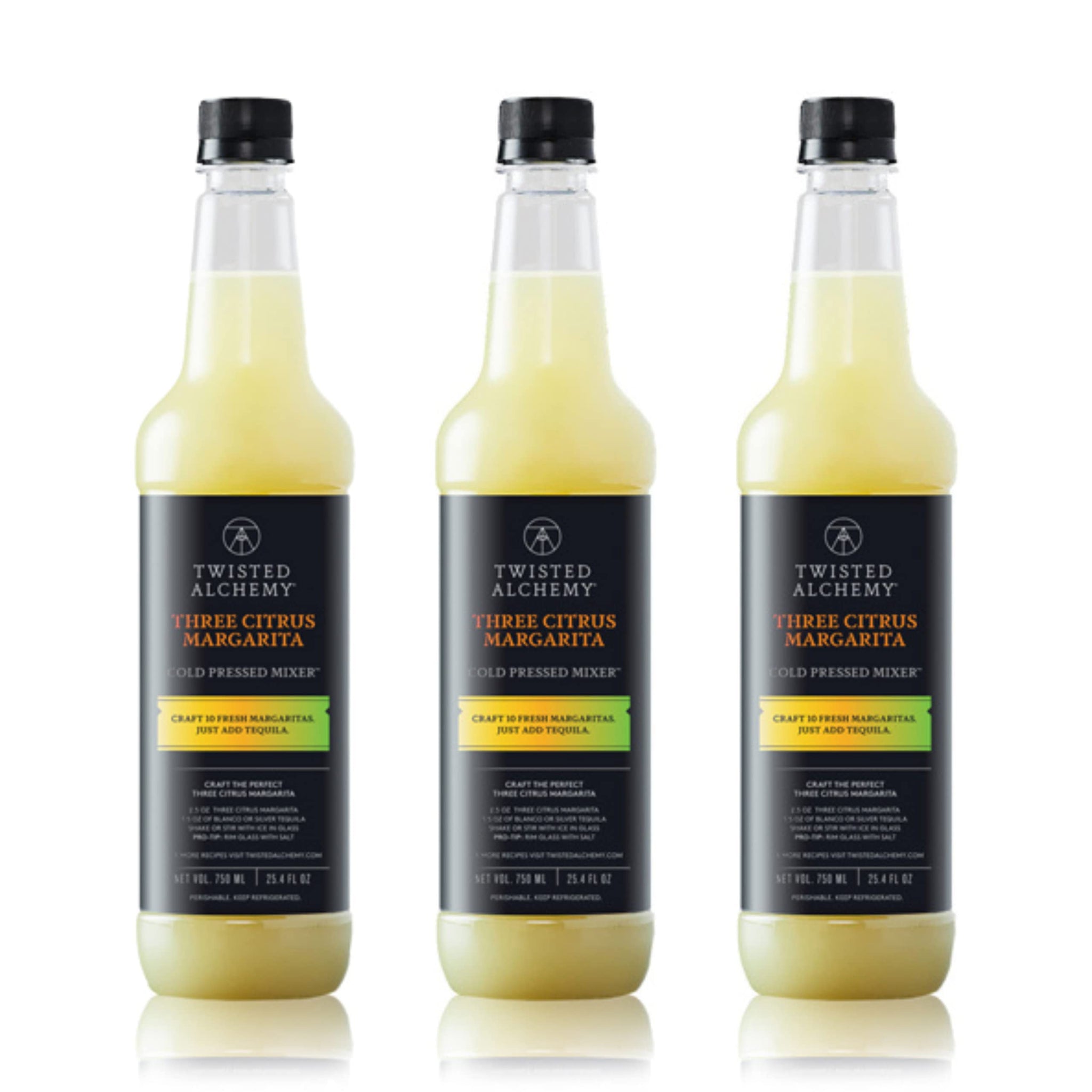 Twisted Alchemy Three Citrus Margarita Mix - Premium Margarita Mixer With Cold Pressed Juice For Craft Cocktails, 50% Juice - (25 Oz Bottle, Pack