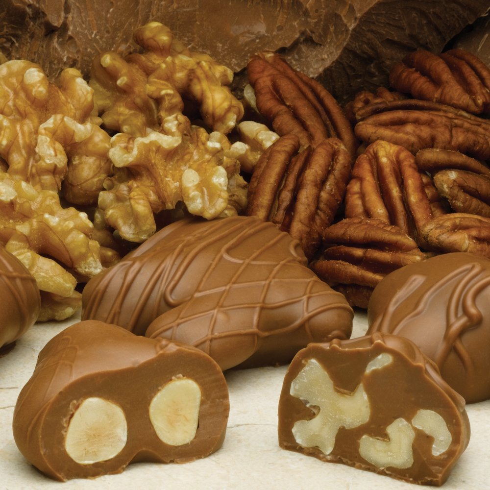 Philadelphia Candies Milk Chocolate Covered Assorted Nuts, 1 Pound Gift Box (Almond, Brazil, Cashew, Hazelnut, Pecan, Walnut)