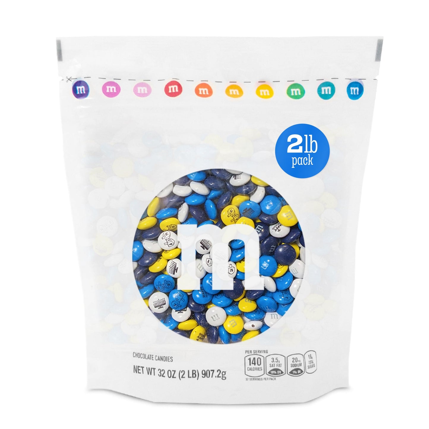 M&M’S WORLD Hanukkah Milk Chocolate Candy - 2 Pounds of Bulk Candy With Hanukkah Designs for Gifts, Party Favors, Holiday Celebrations and More