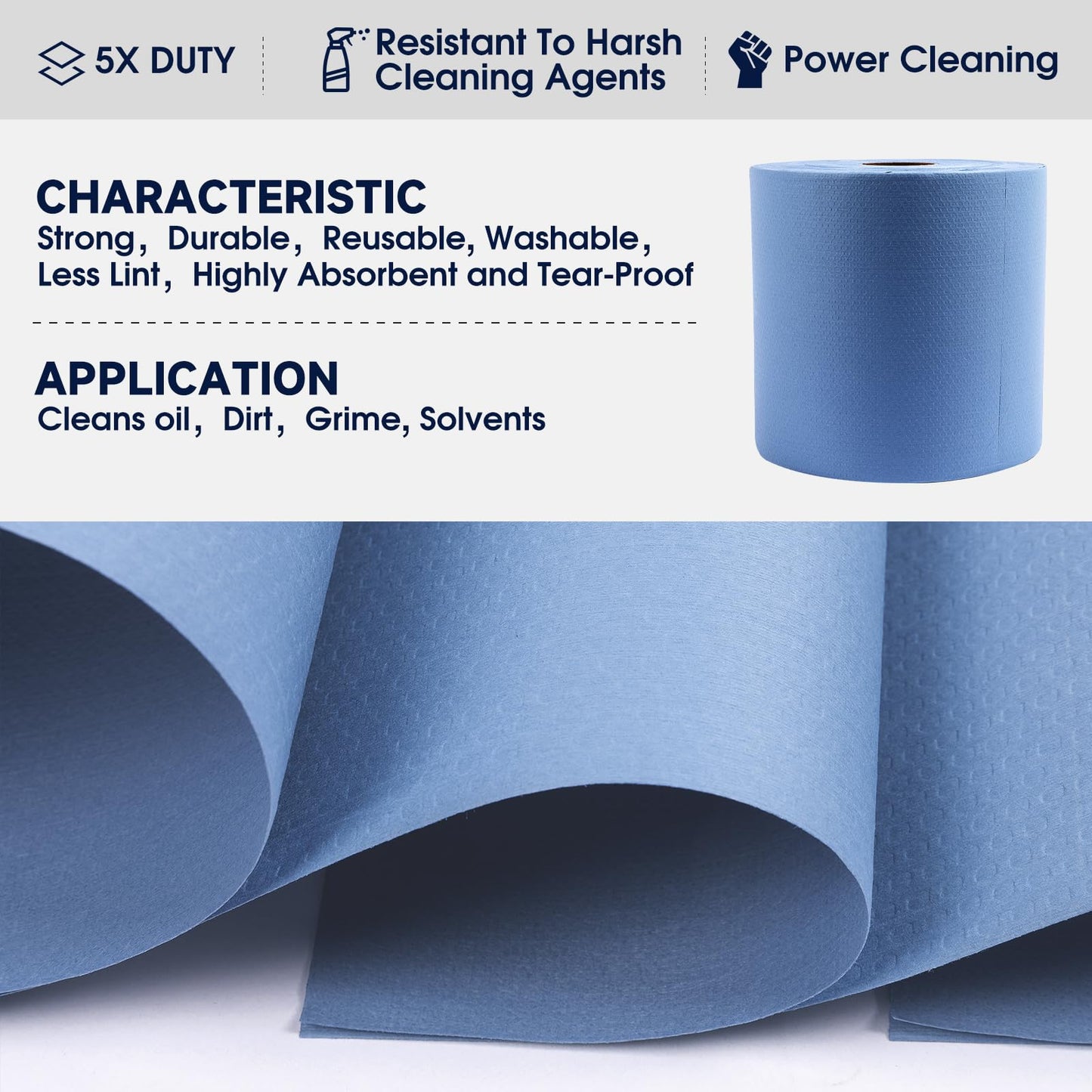 Industrial Strength Power Clean Heavy Duty Wipes - Absorbent, Durable, and Reusable Cloths for Tough Dirt, Oil, and Grime in Manufacturing