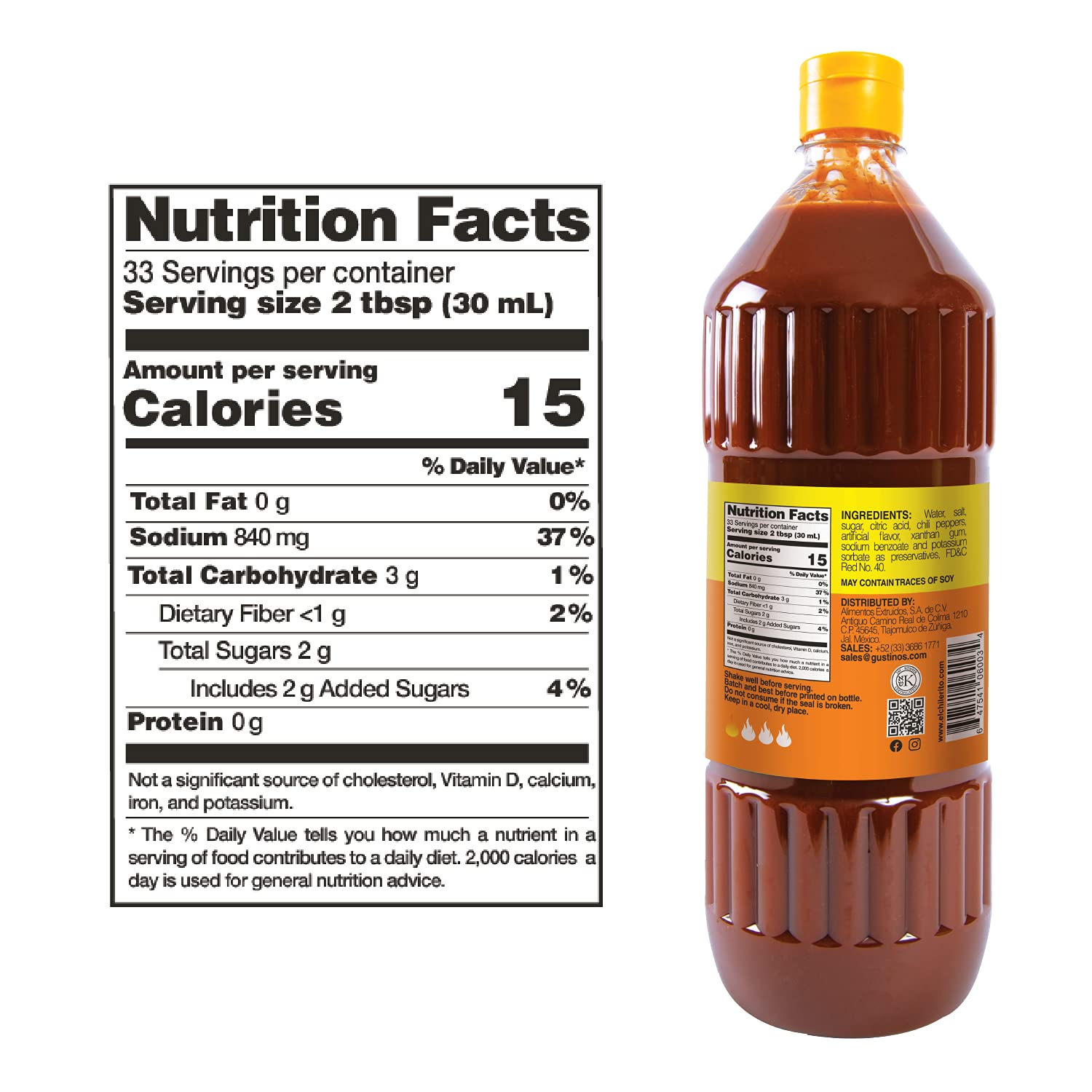 El Chilerito Chamoy/Mango Flavor Sauce - Net Wt 33.8 fl oz. (1lt)