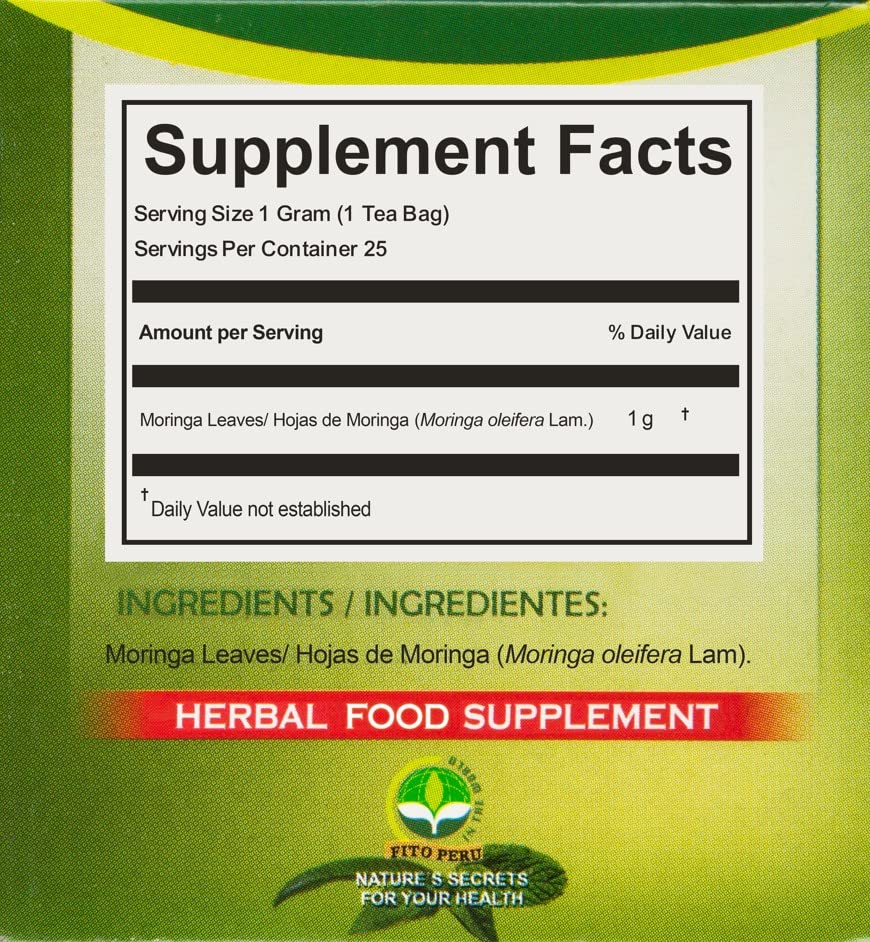 Hanan Peruvian Secrets Moringa Superfood Tea | 100% All-Natural Moringa Oleifera Leaves (Hojas) from Peru traditionally used to support a healthy