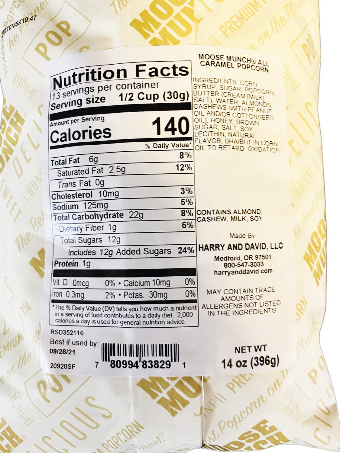 Harry and David Moose Munch Premium Popcorn 14 Oz! Classic Caramel Flavored Popcorn! Delicious Tasty Sweet Popcorn Snack! The Best Popcorn On The