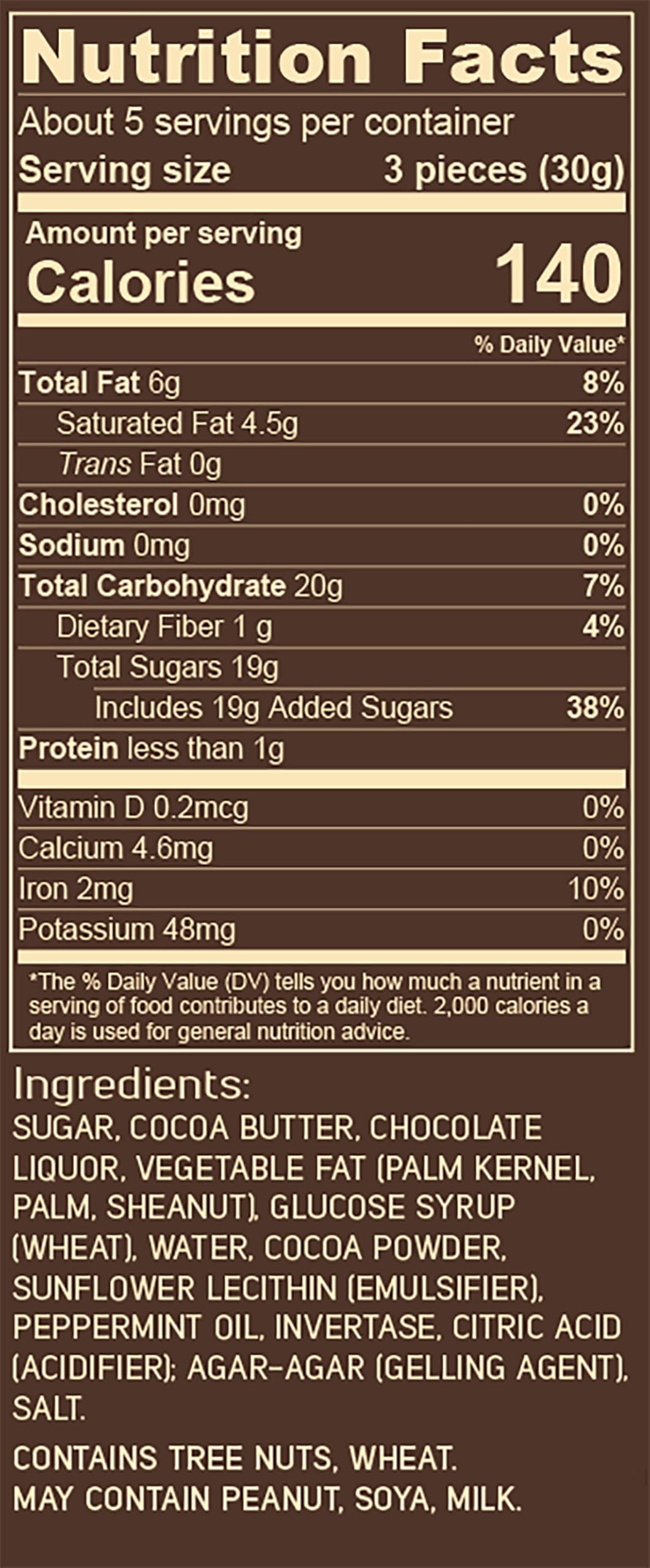 Bouchard Dark Chocolate Mint Thins (72% Cacao) 5.3 OZ (0.3 LB/150g)