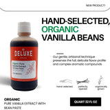 Organic Vanilla Extract with Bean Paste, 32 oz / 1 Quart - Small Batch, Hand, Selected Beans, Slow-Cold Extraction Aged in American Oak Kosher
