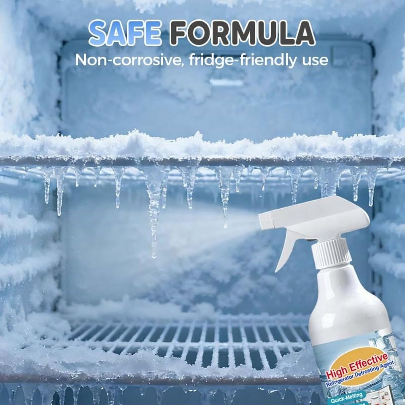 Cmeilau High Effective Refrigerator Defrosting Agent,Multi-Purpose Refrigerator Cleaner Inside,Freezer Defroster, Fridge Freezer De-Icer Spray,Saves