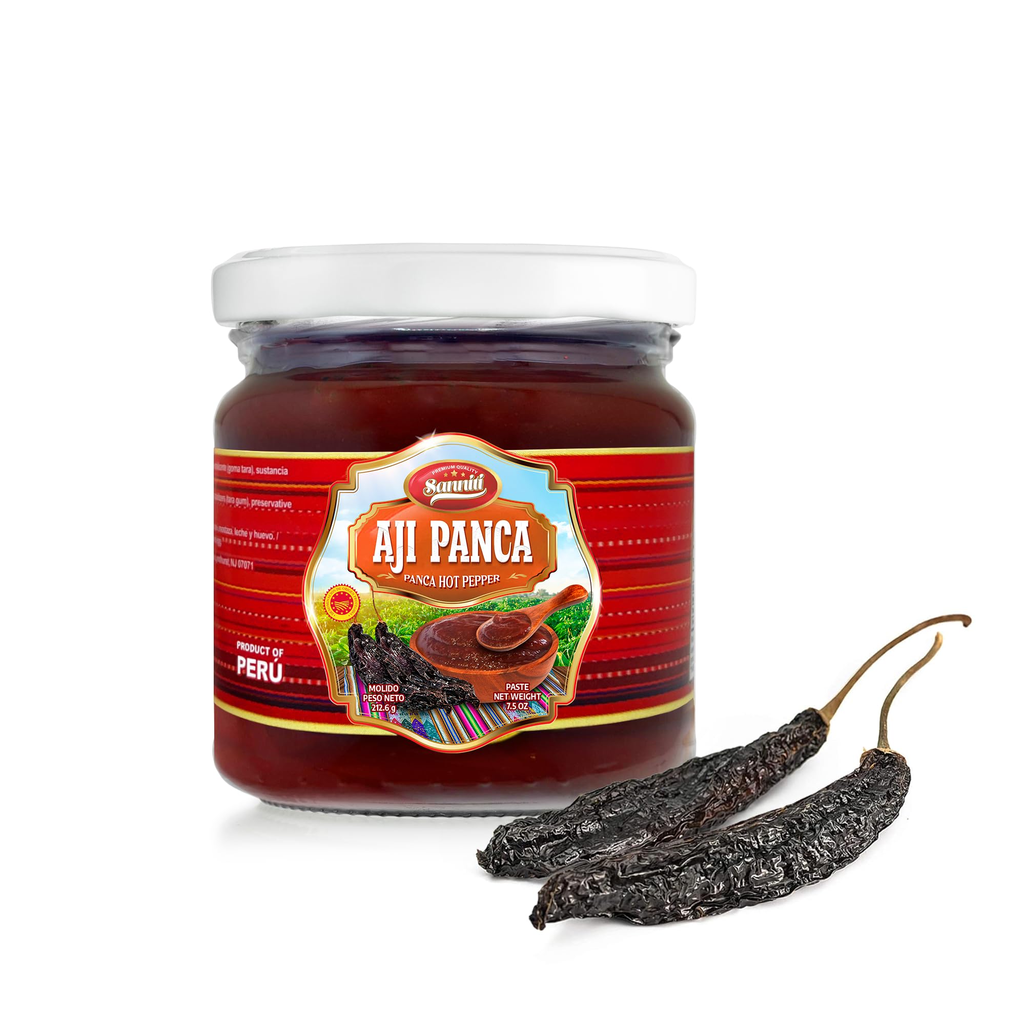 Sanniti Peruvian Hot Pepper Spread | DOP Molido Paste Imported From Peru (Pack of 2) (7.5 oz, Variety Aji Amarillo + Aji Panca)
