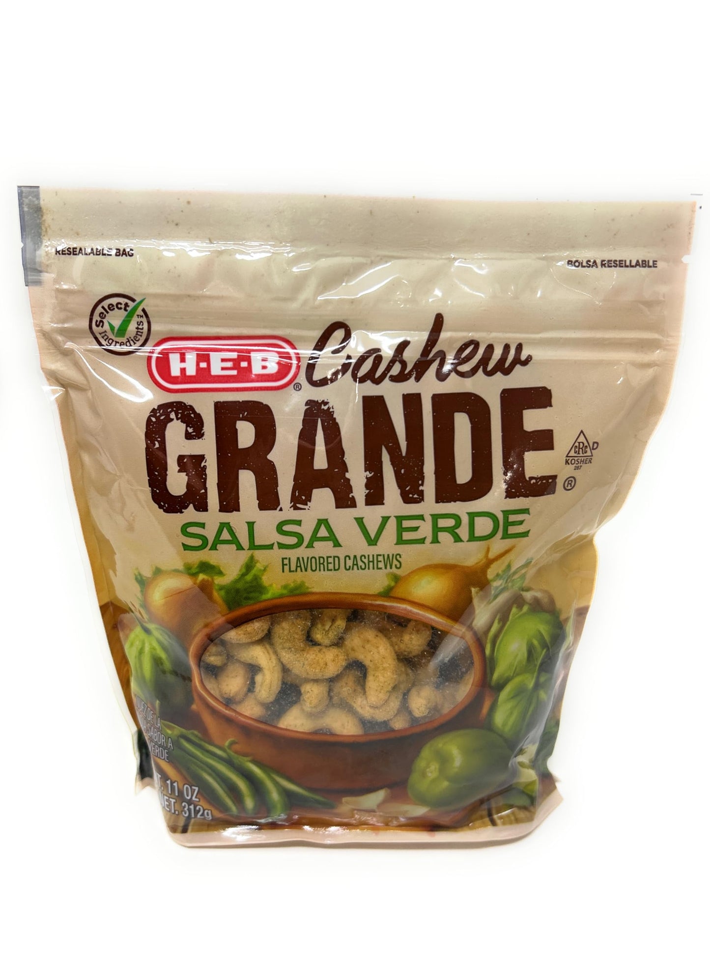 HEB H?E?B Cashew Grande Roasted Whole Cashews Salsa Verde 11oz - 1 bag