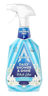 Astonish Daily Shower Shine White Lilies Cleaning Spray - No Scrub After Shower Spray Foam Prevents Watermarks & Limescale Buildup - Vegan