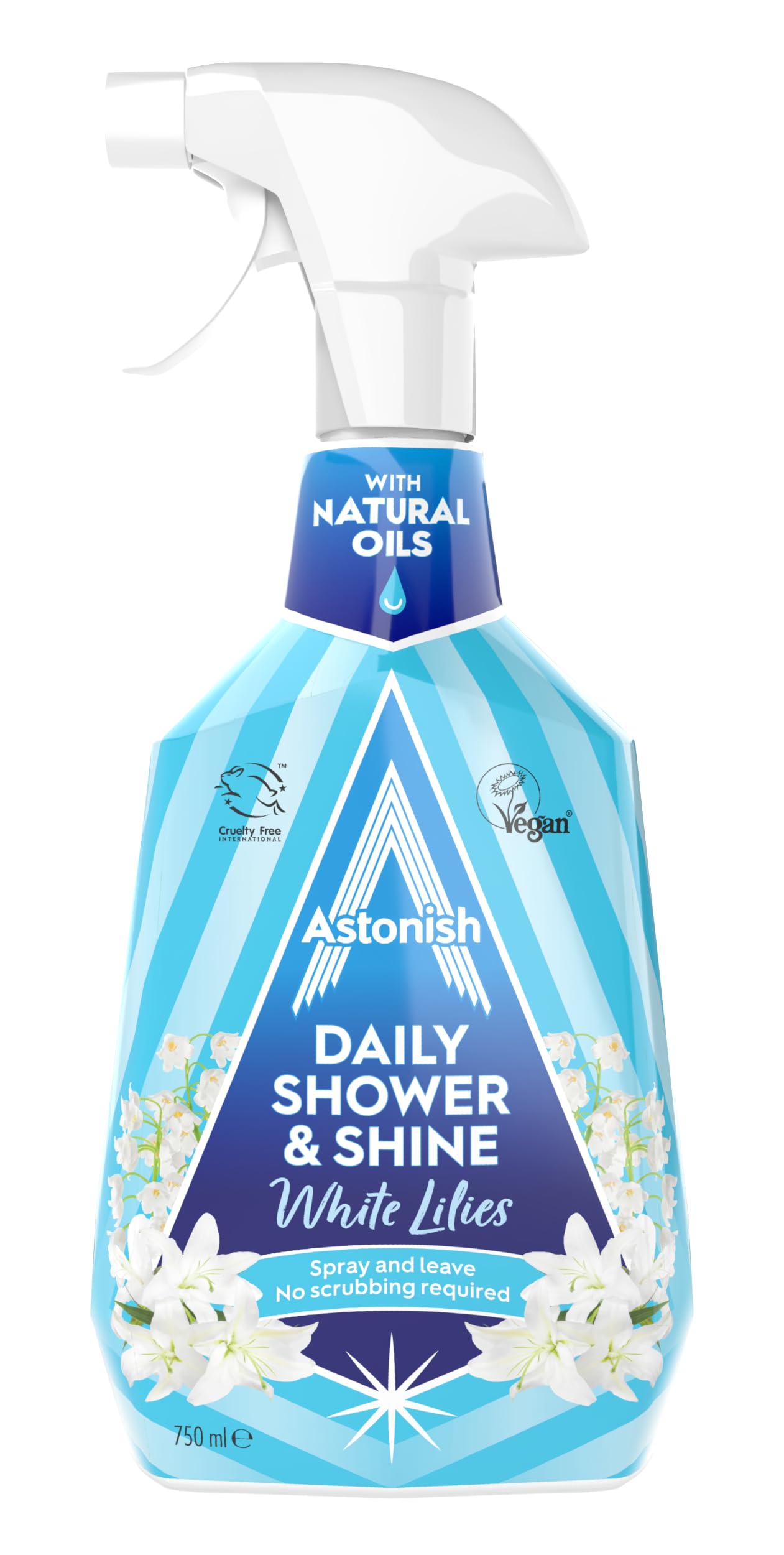 Astonish Daily Shower Shine White Lilies Cleaning Spray - No Scrub After Shower Spray Foam Prevents Watermarks & Limescale Buildup - Vegan