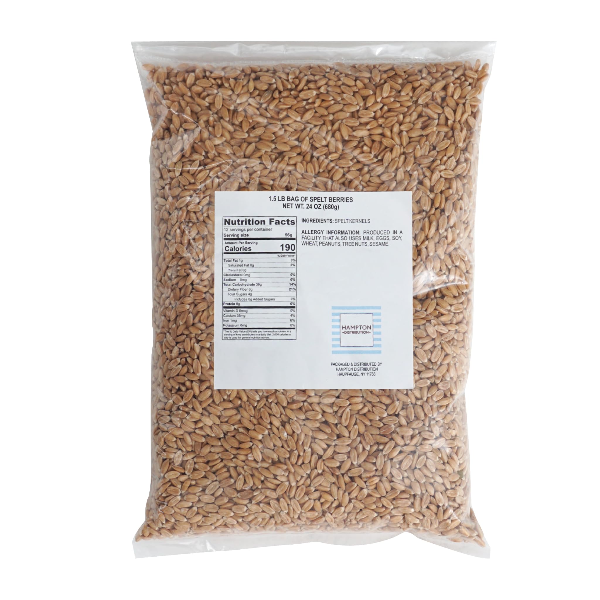 Spelt Berries, 1.5 Pound Bulk Bag, Hampton Distribution