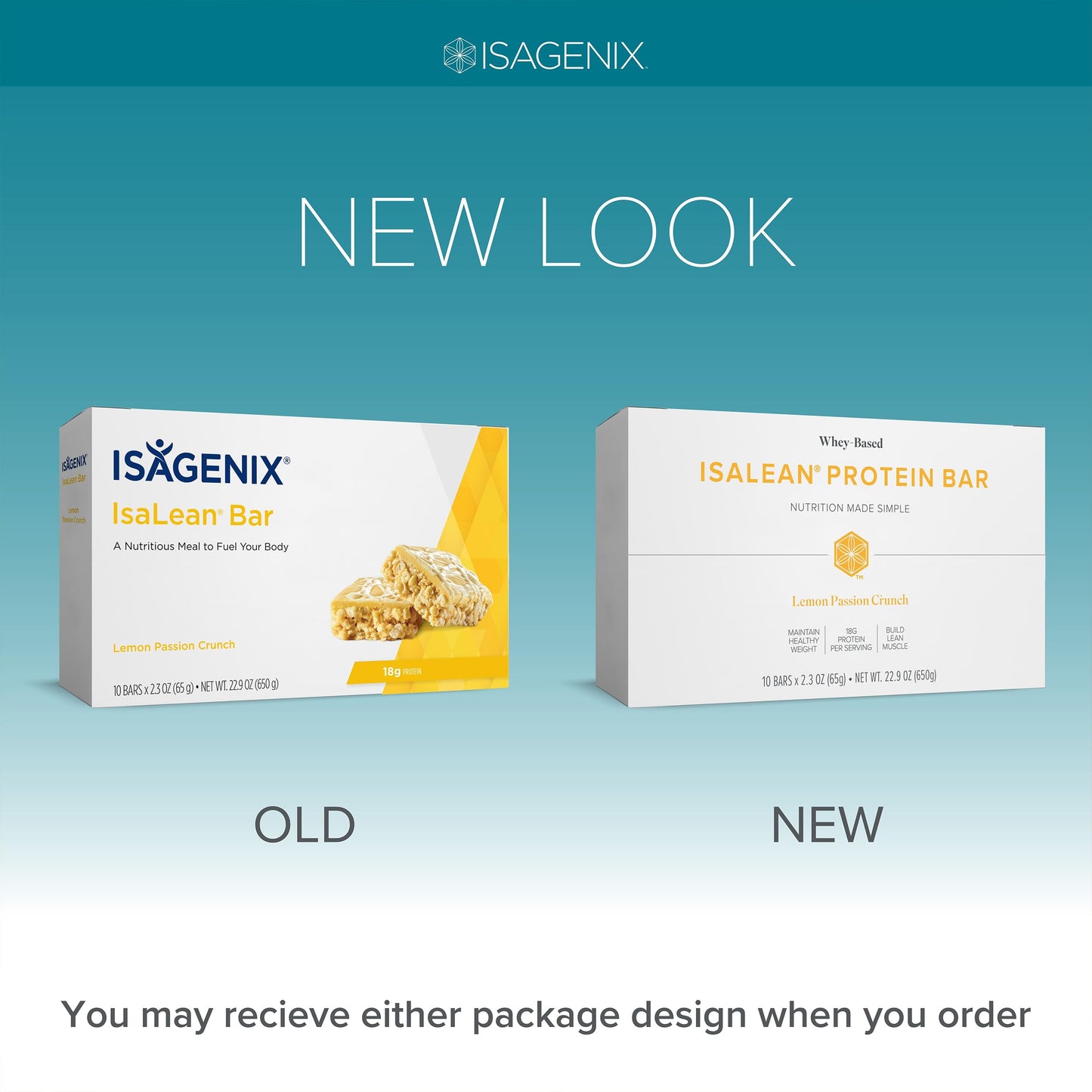 Isagenix Whey-Based IsaLean® Protein Bar - For Meal Replacement & Muscle Support - Lemon Passion Crunch (10 Bars)