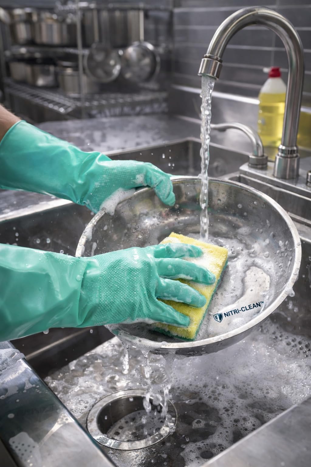 Nitri-Clean, Green Nitrile, 22mil, 18" Length, Unlined Gloves, Size Large, Sold By Pair