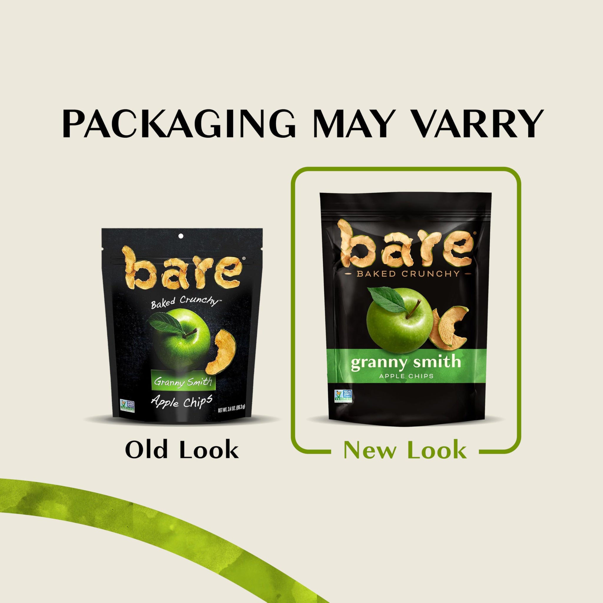 Bare Baked Crunchy Apple Chips, Granny Smith, Gluten Free, 3.4 Ounce Bag, 6 Count