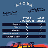 Ayoba Traditional Droewors Grass Fed Beef Paleo Sticks (2 Ounce, Pack of 1) - Keto Friendly, Air-Dried Beef Protein Snacks - Low Carb, Gluten Free