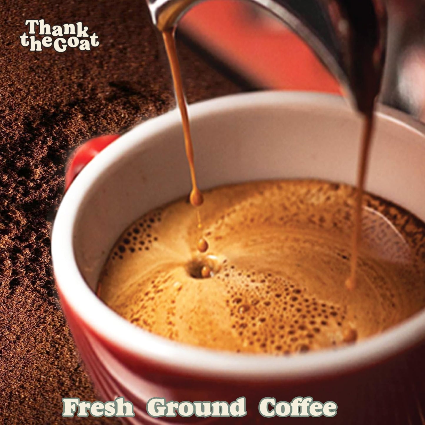 Thank the Goat Made to Order Gourmet Ground Coffee, Freshly Roasted, Dark Roast From Kilimanjaro, Tanzania, 12 oz.