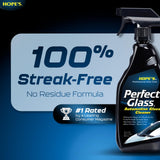HOPE'S Perfect Glass Automotive Glass Cleaner - Streak-Free, Tint Safe Car Cleaner for Glass, Acrylic, Windows, Mirrors, Windshield - No-Residue