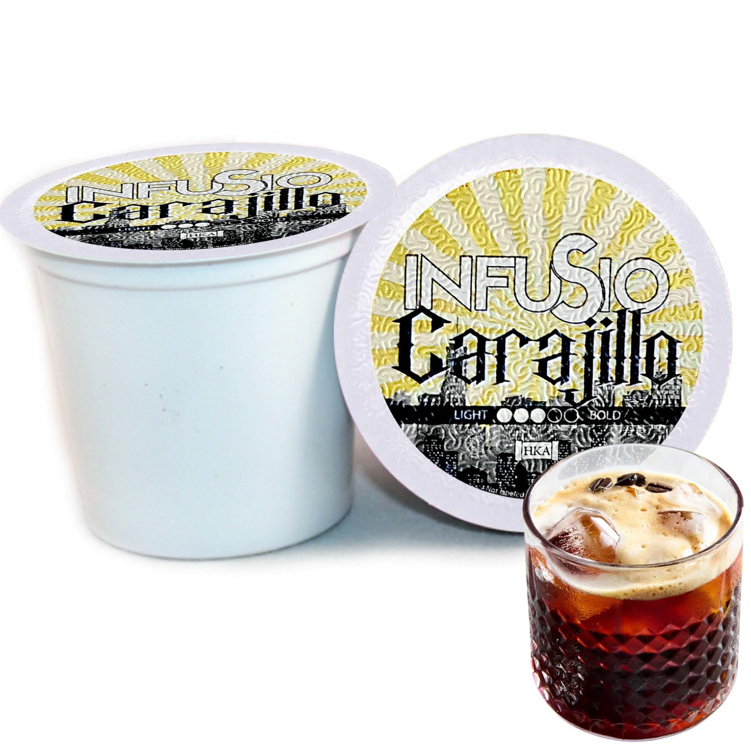 InfuSio Coffee Pods 96 Count Carajillo Flavored Medium Roast Single serve Coffee pods for Keurig K Cups Brewers - InfuSio Premium Roasted Keurig 2.0