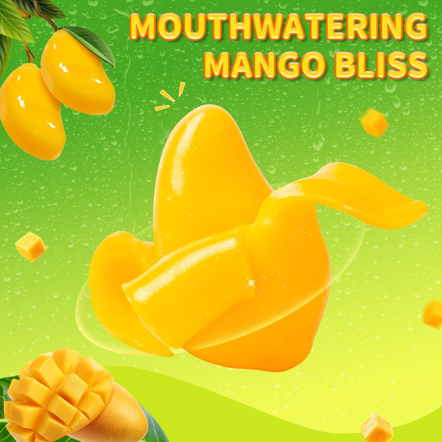 AMOS Peelerz Peelable Mango Gummy Candy,Soft Chewy Gummy Snack Made with Real Fruit Juice, Pack of 1