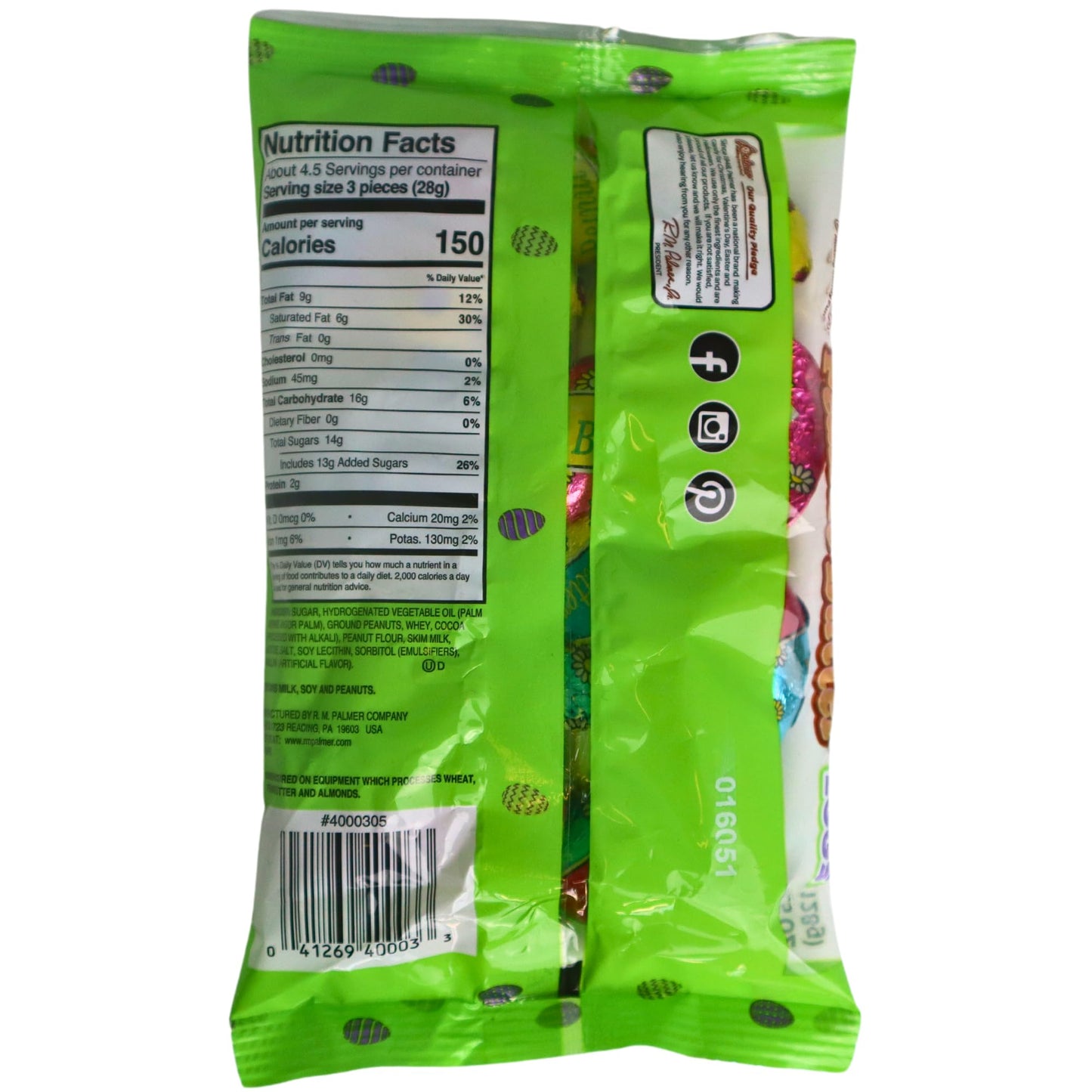 Peanut Butter Chocolate Eggs Easter Candy, Shareable Bags, Pack of 2, 4.5 Ounces Each, Full Size