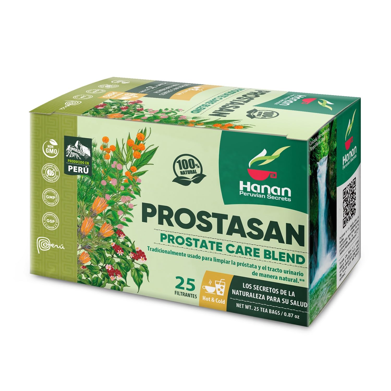 Hanan Peruvian Secrets Prostasan Herbal Tea | 100% Natural Prostate Care Blend | 25 Tea Bags | Naturally Aids in Cleansing the Prostate and Urinary