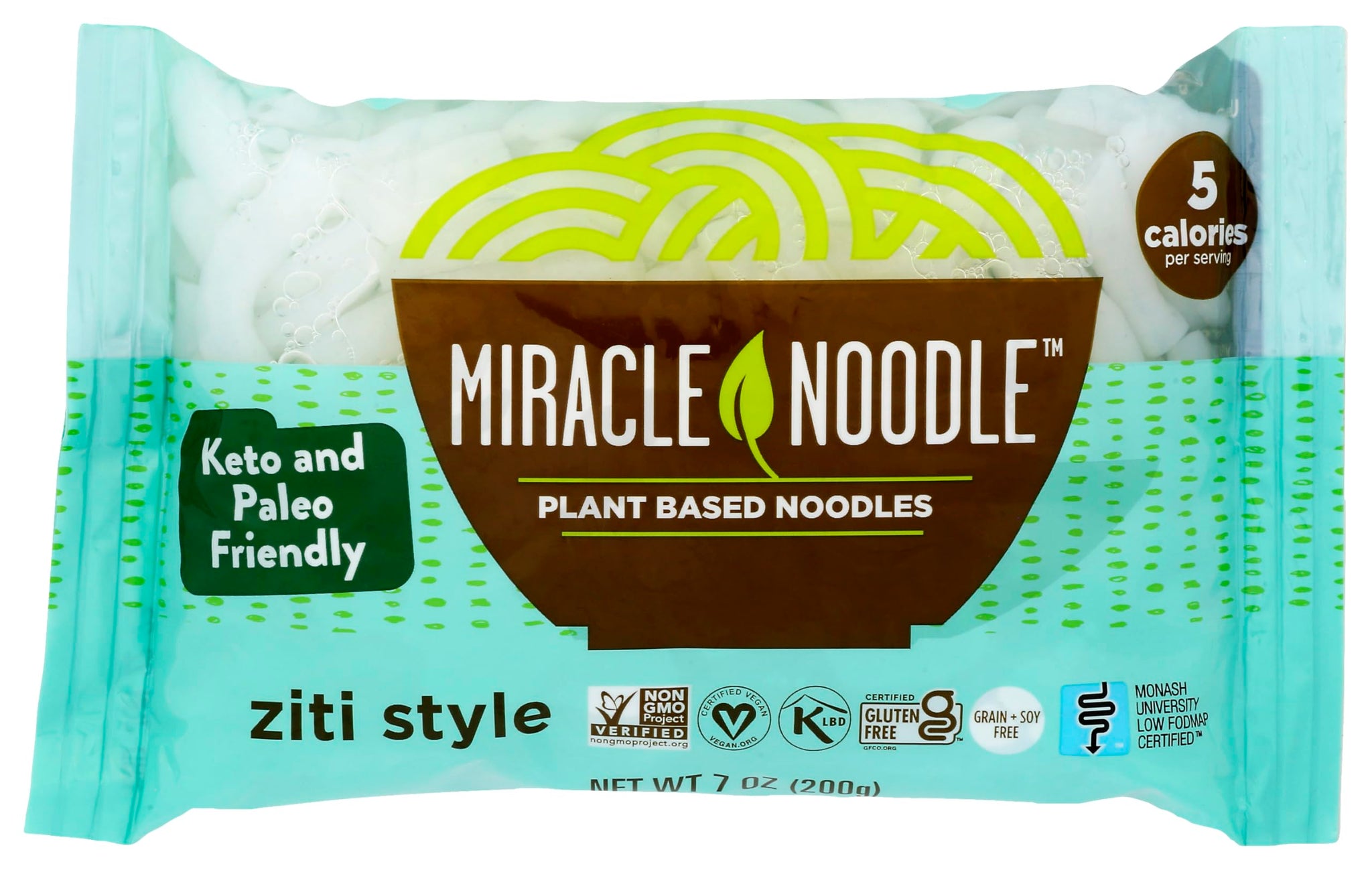 Miracle Noodle Ziti Pasta, 7 Oz (Pack of 6), Plant Based Shirataki Konjac Noodles, 5 Calories, 1g Net Carbs Per Serving, Keto, Gluten-Free