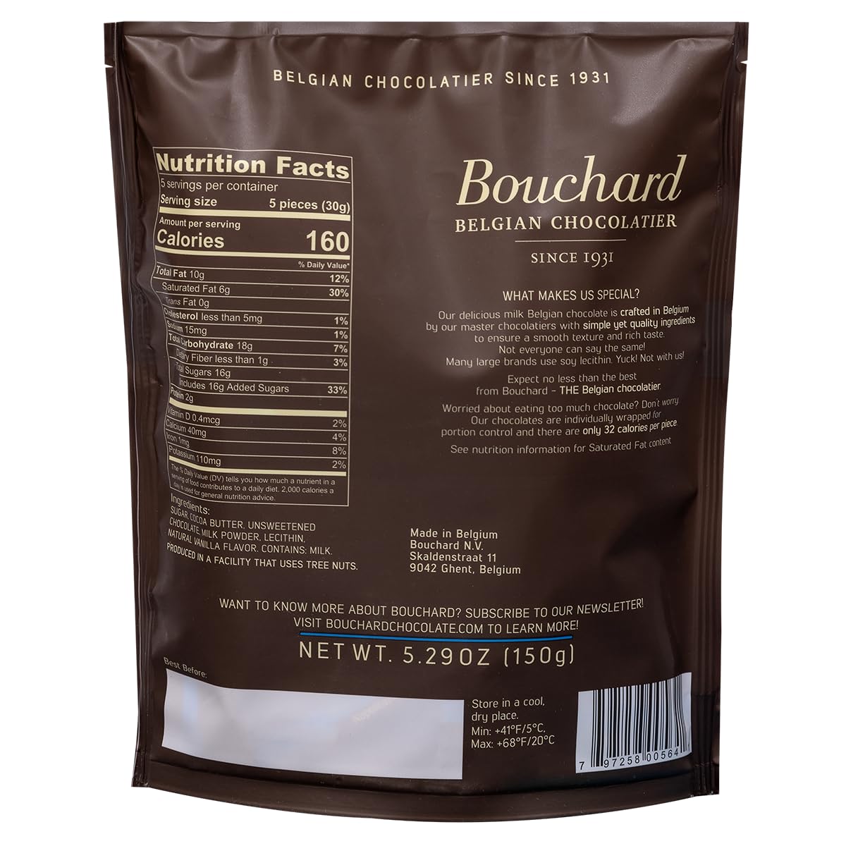 Bouchard Belgian Milk Chocolate (5.29 OZ / 150g)