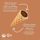 Muddy Bites Waffle Cone Snacks Bite Sized Chocolate Filled Waffle Cones for Snack or Dessert, Ice Cream Topping, made with Pure Cane Sugar, Kosher