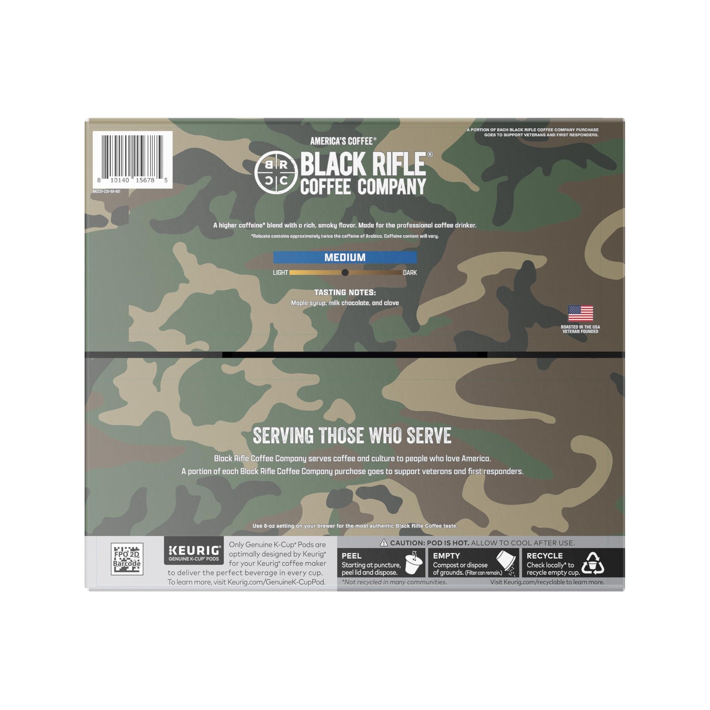 Black Rifle Coffee Company CAF, 50 Count, Medium Roast K Cups - Single Serve K Cups Coffee Pods - Kcup Pods Compatible with Keurig 1.0 & 2.0 - Made