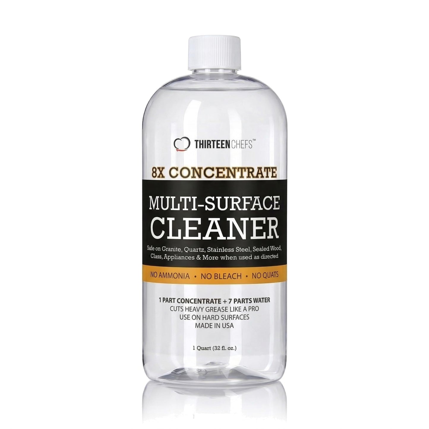 Thirteen Chefs 8X All Purpose Cleaner Concentrate - Makes 2 Gallons of Kitchen and Bathroom Cleaner for Granite and Quartz Countertops, Stainless