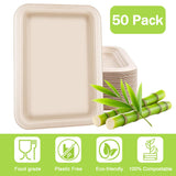 Xvvirnt 50 Pack 14 Inch Disposable Food Trays, Compostable Extra Large Paper Plates, Heavy Duty Large Paper Platter Plates, Platters Trays for Serving