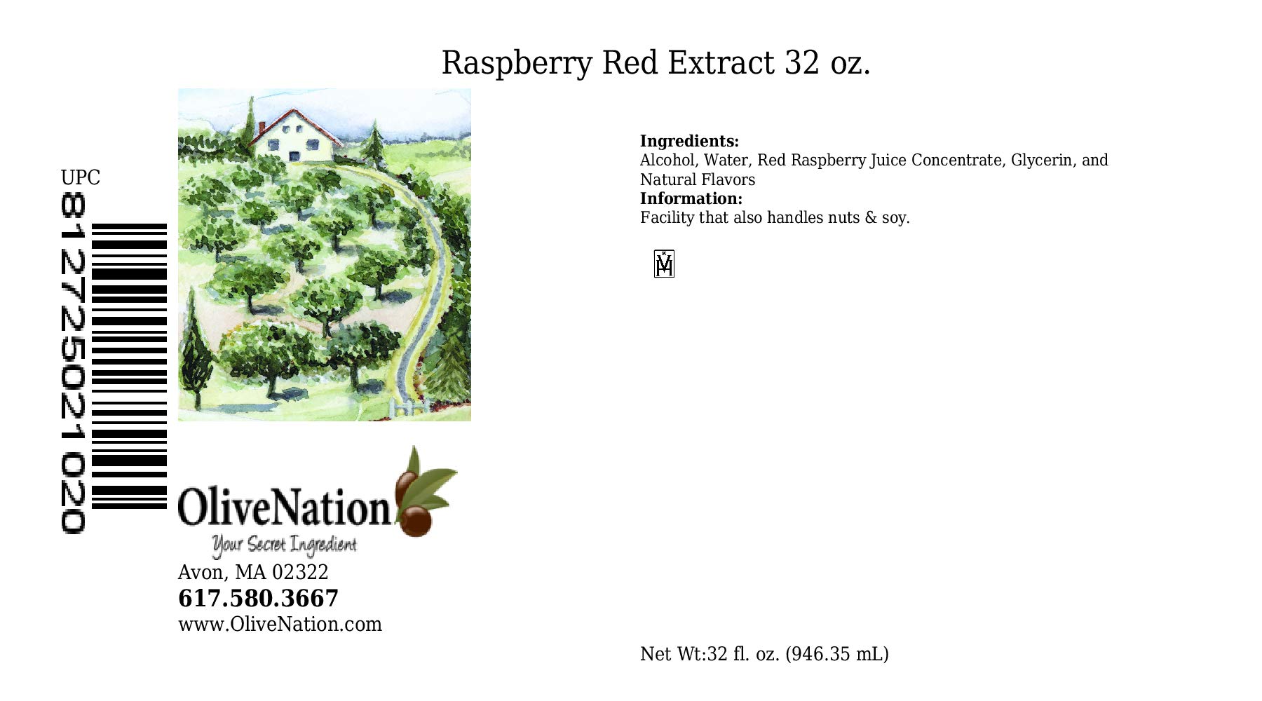 OliveNation Sugar Free Red Raspberry Extract, Premium Quality Flavoring Extract for Baking - 32 ounces