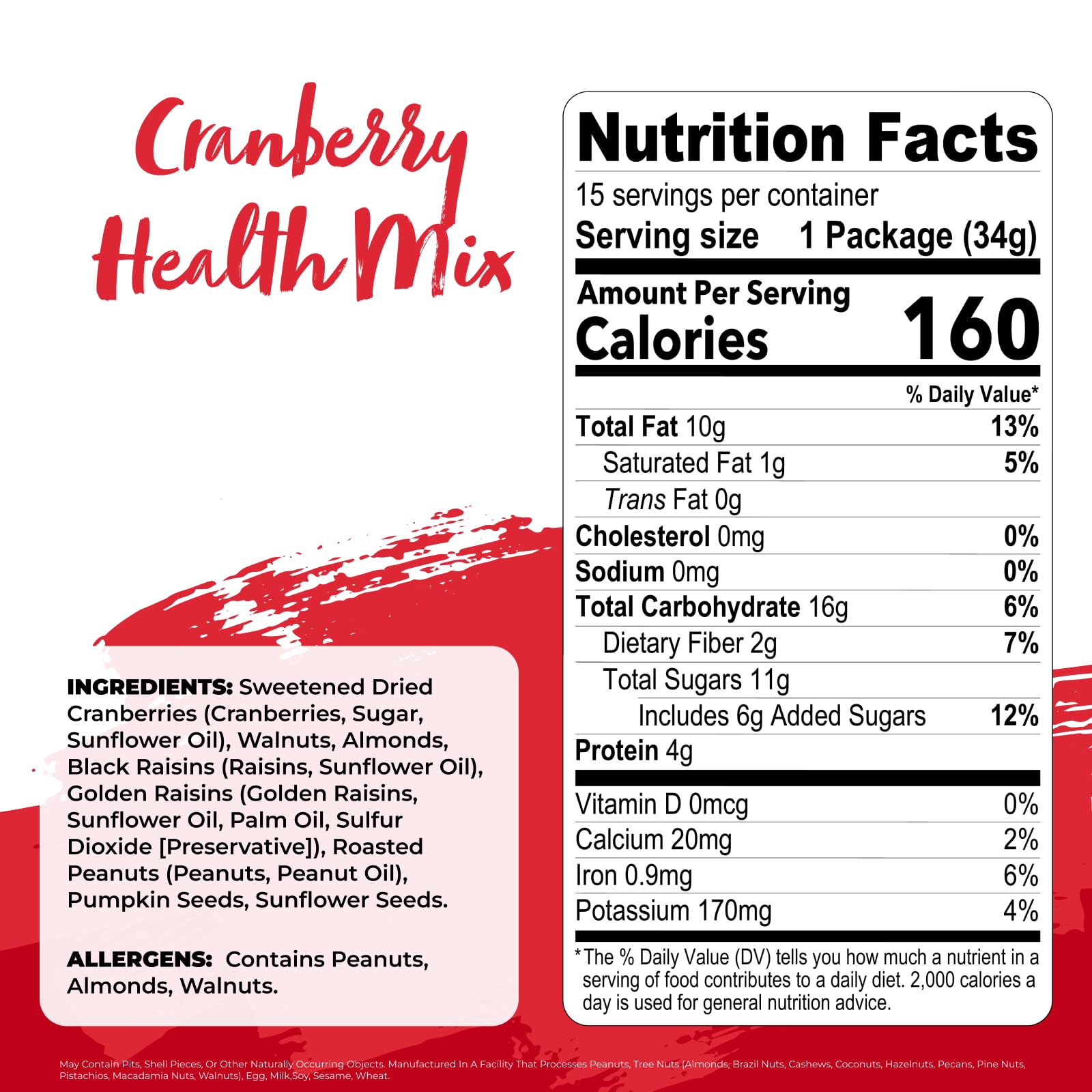 Natures Garden Cranberry Health Mix, Single Serve Bags - 18 Ounce (1.2 Ounce x 15 count)