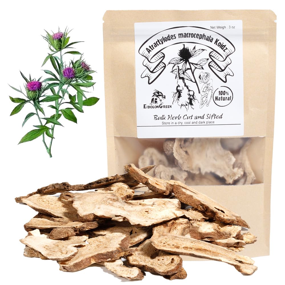 EidolonGreen Atractylodes macrocephala Koidz (Bai Zhu/??/??) - Premium Cut Slices for Tea and Cooking | Dried Chinese Herbs, 88/3 Oz