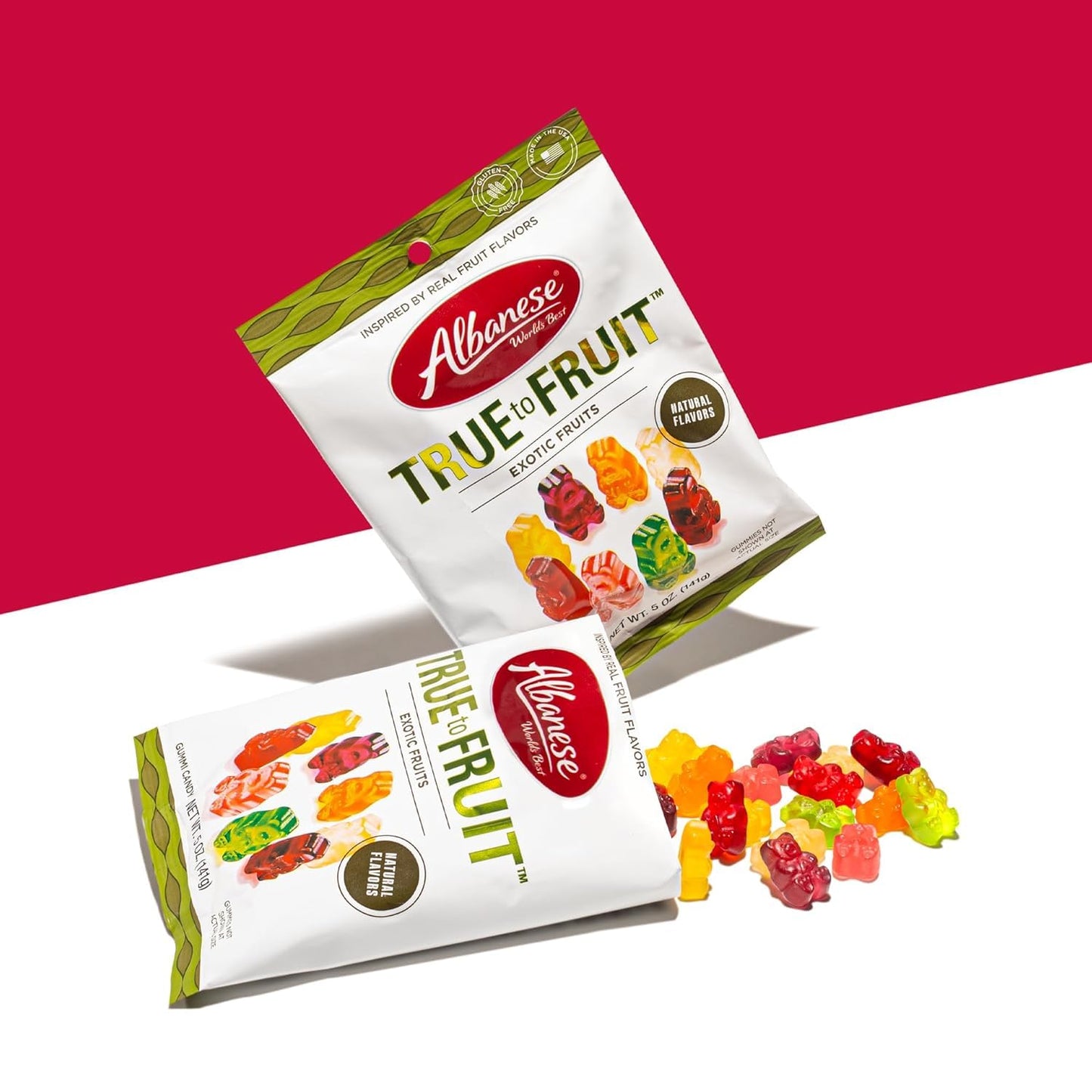 Albanese World's Best True to Fruit - Exotic Fruits Gummies, 7.75oz Bag of Candy, Individually Wrapped Soft & Chewy Candy Snacks