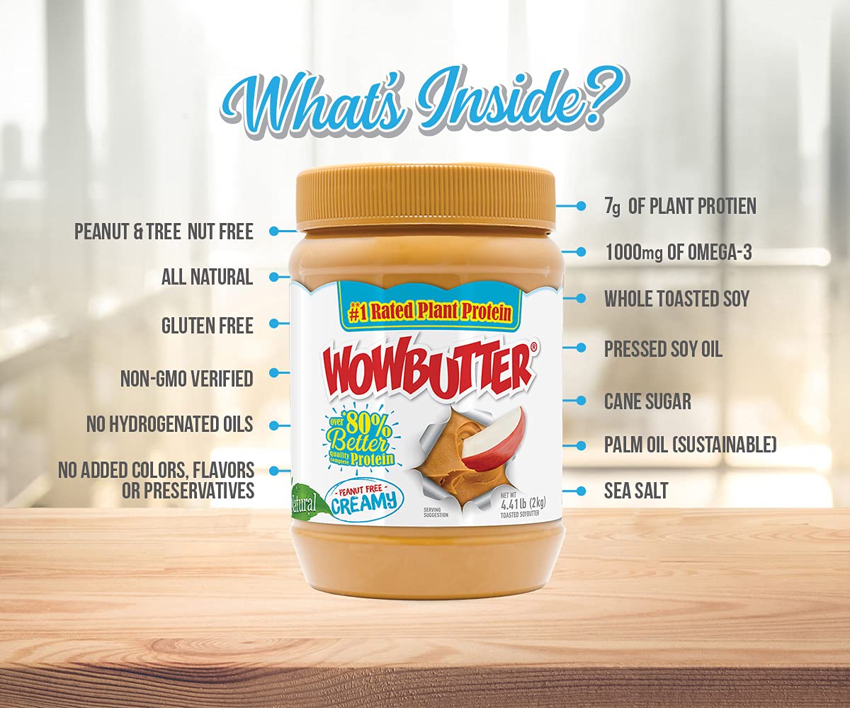 Wowbutter Natural Peanut Free Creamy 4.4lb Jars, 2 Pack