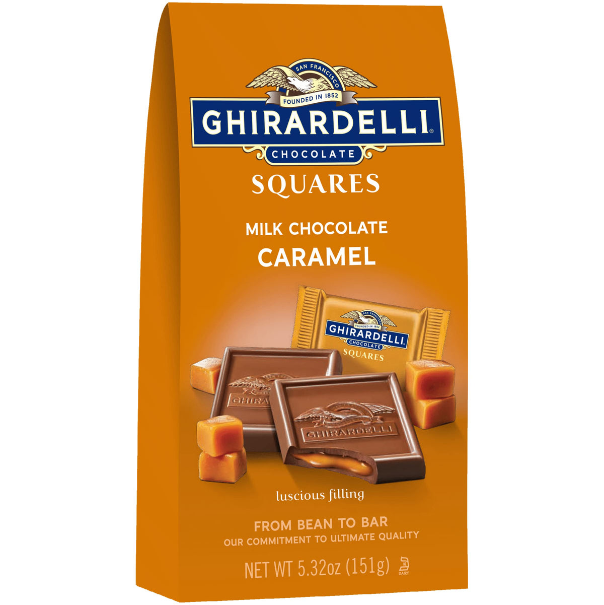 Ghirardelli Milk Chocolate Caramel Squares, 5.32 oz Bag