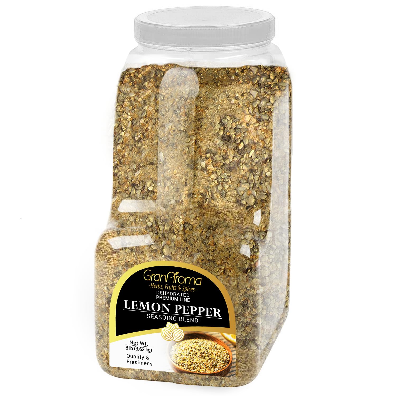 GranAroma Lemon Pepper Seasoning, 8 lb, Versatile Seasoning Blend, Chicken & Steak, Zesty Flavor