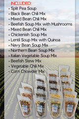 Harmony House Backpacking Soup and Chili Kit (Unseasoned) - 18 Count Variety Pack, Resealable Zip Pouches, For Cooking, Camping, Emergency Supply