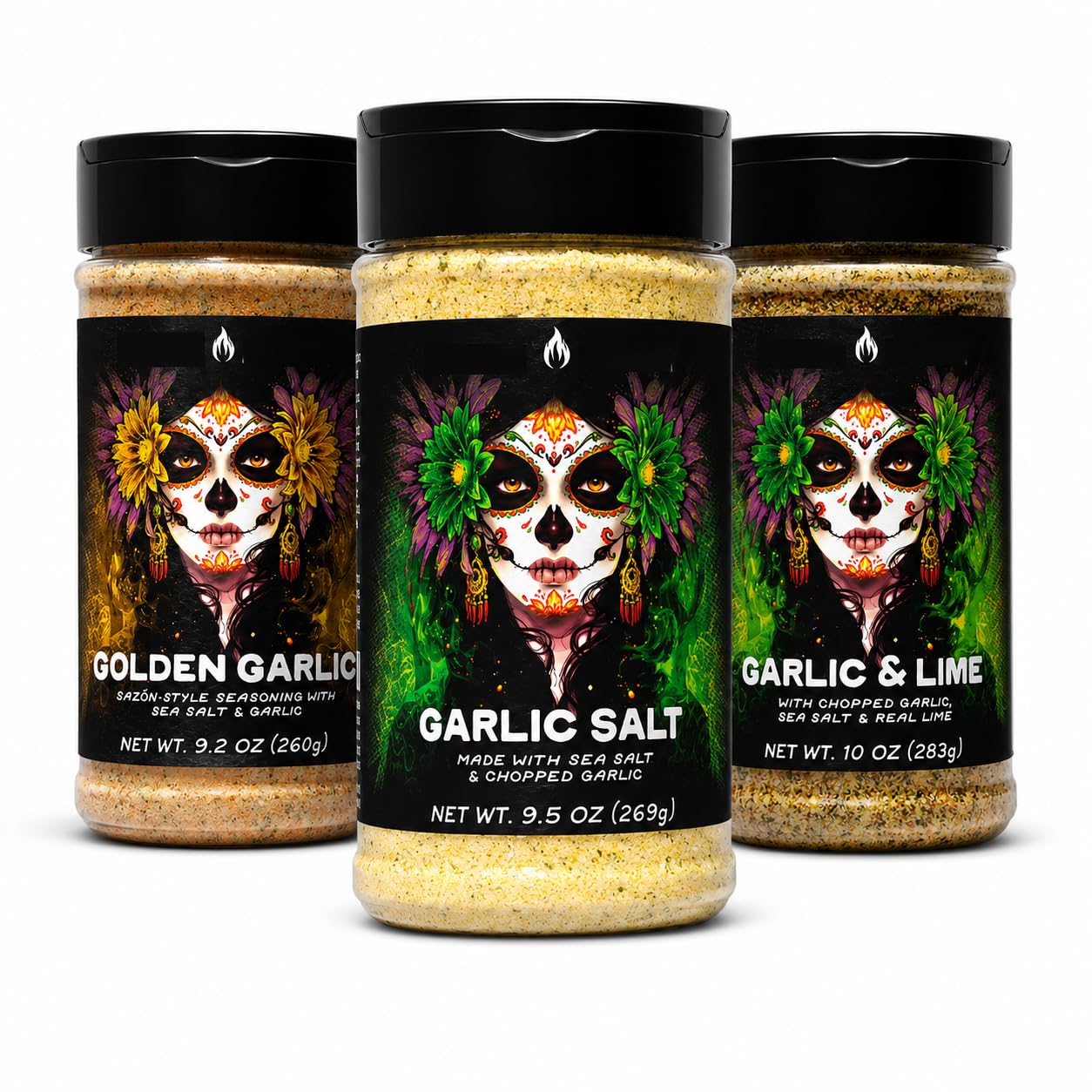 Spnglish Savory Essentials Collection, Garlic Salt, Golden Garlic & Lime Seasonings, Variety Pack for Chicken, Seafood, Vegetables & Everyday Cooking