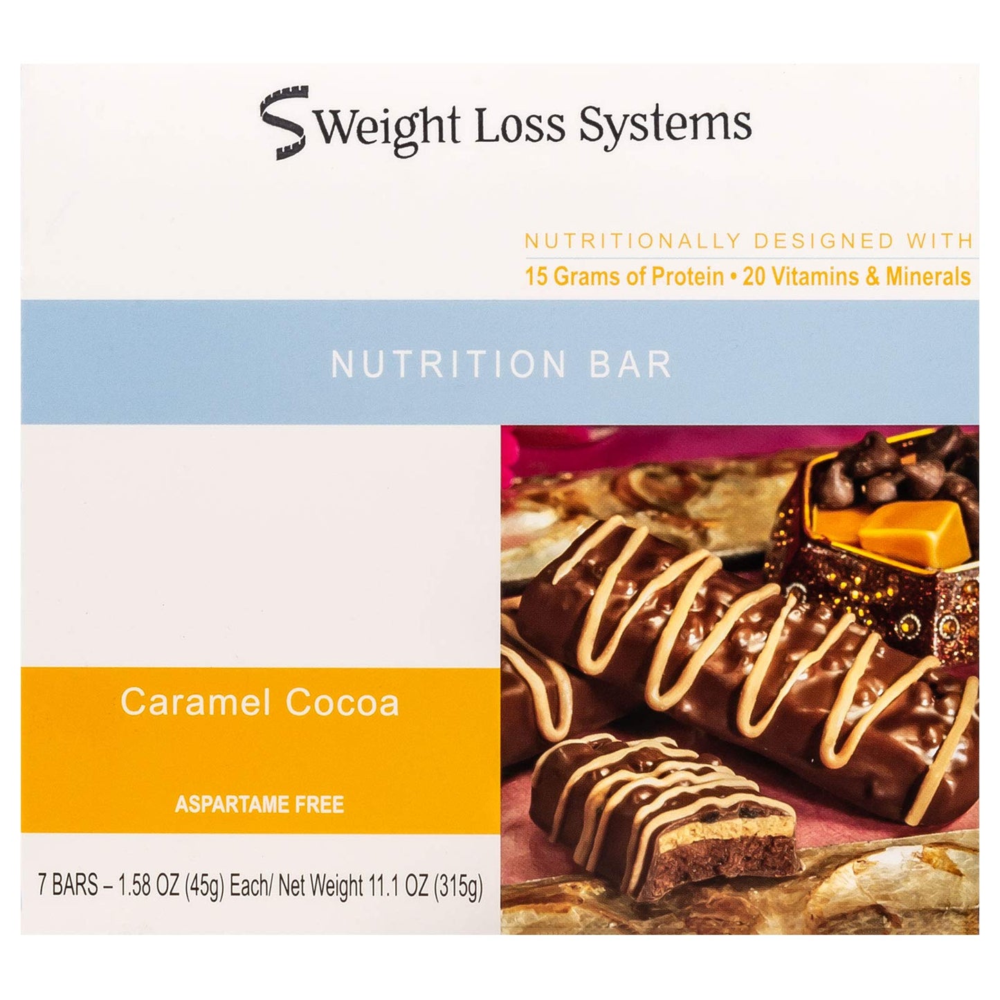 Weight Loss Systems Protein Bar - Caramel Cocoa (7/Box) - Aspartame, Wheat and Gelatin Free