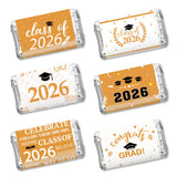 Graduation Party Decorations 2026 Graduation Label Stickers, 120PCS Congrats Grad Mini Gold White Candy Wrapper Class Of 2026 Chocolate Bar Stickers