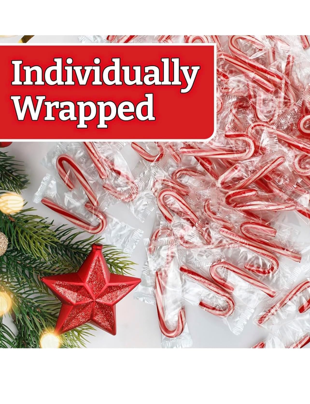 Candy Canes Individually Wrapped | Red and Whites Striped Peppermint Flavored Candy Canes | (100 Count - Mini Candy Canes)