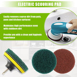 EPLZON 4 Inch Scrub Drill Brush Power Scouring Pads Household Cleaning Set for Kitchen Bathroom 4 Red Pads 4 Green Pads 1 Drill Attachment and 1